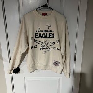 Mitchell & Ness Philadelphia Eagles Cream Crewneck Sweater